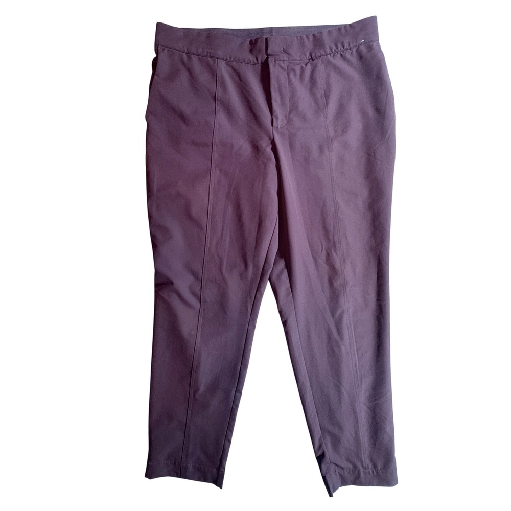 Mondetta Stretch Travel Pants Womens 12 Burgundy Slim Fit Active Casual Trousers